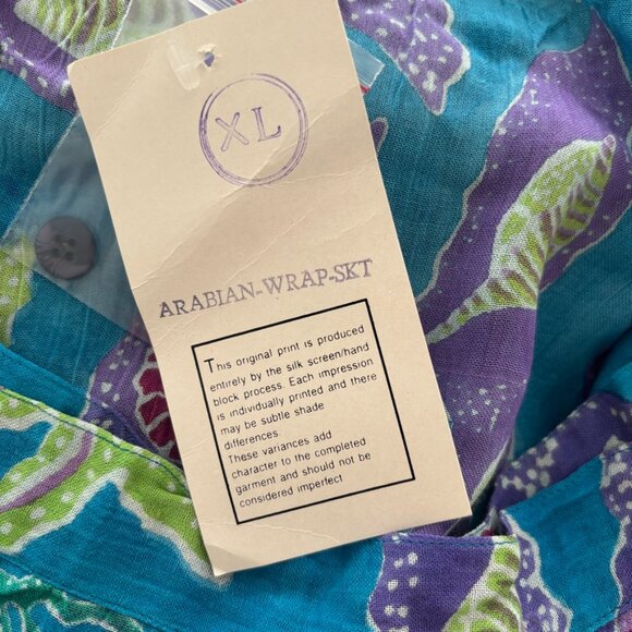 NWT NEW AURA Sea Life OceanTheme Maxi Wrap Skirt in Blue Starfish Seashell SZ L - Picture 9 of 11